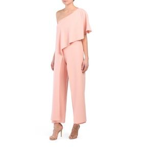 Petite Blush One Shoulder Jumpsuit